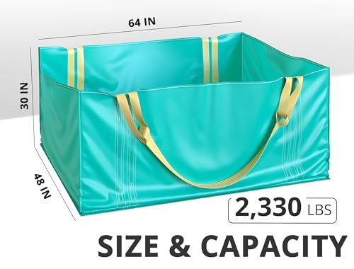 TidyFriend Dumpster Bag for Waste Management Hold up to 2,500 lbs, Heavy Duty, Reusable & Foldable Yard Waste Container for Home Renovation & Yard Cleanup, Debris, Landscaping, Roofing Shingles - size: 1 Pack, style: 64 Inches Length