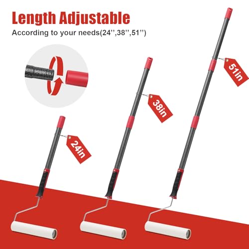 Large Lint Rollers for Pet Hair Extra Sticky, Dog & Cat Hair Remover, 9.45" Wide, 51" Long Handle Pet Hair Fur Sticky Lint Roller, Ideal for Floor, Carpets, Couch, Bed Sheets, Clothing & Car Cleaning