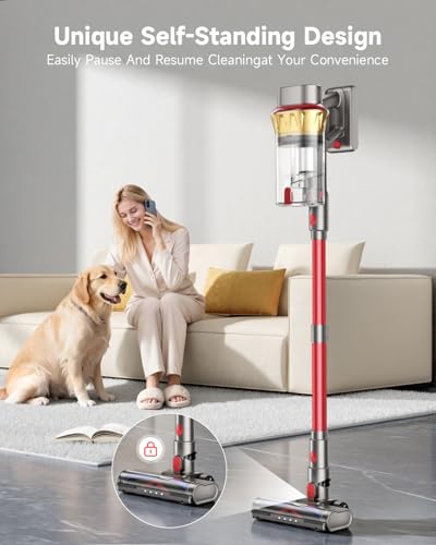 Cordless Vacuum Cleaner, 650W Powerful Suction Stick Vacuum, 75-Min Runtime & 2.5L Large Dust Cup, Anti-Tangle, Self-Standing, Lightweight Vacuum Cleaners for Home, Carpet, Hardwood Floor, Pet Hair