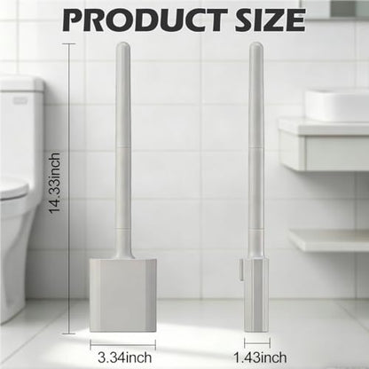 Silicone Toilet Brush Set, Wall Mounted Holder, Anti-Drip Design, Non-Slip Handle, Flexible Bristles for Easy Cleaning, Suitable for Various Usage Scenario (White) - color: White