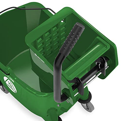 Dryser Commercial Side Press Wringer Combo Mop Bucket, 33 Quart, Green - color: Green