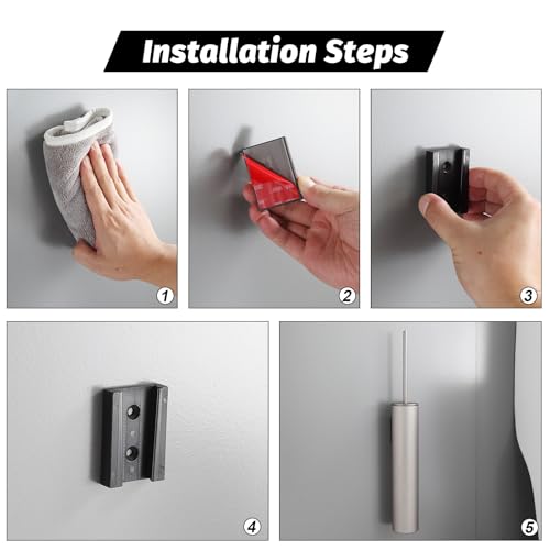BGL Toilet Brush and Holder Set Brushed Nickel Wall Mounted for Bathroom Round Design - color: Brushed Nickel-wall Mount