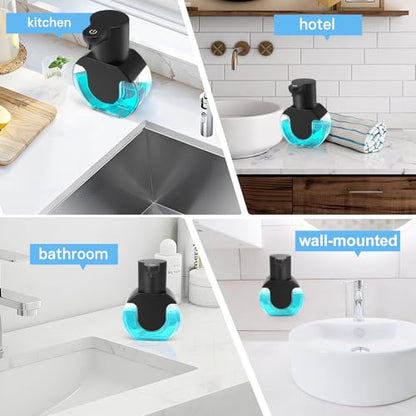 2 Pack Automatic Soap Dispenser,14.2oz/420ML Touchless Automatic Foaming Hand Soap Dispenser,Rechargeabled Wall Mounted Smart Pump for Bathroom Kitchen - color: Black, style: 2 Pack Foam
