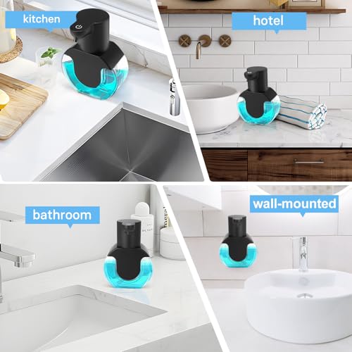 Automatic Soap Dispenser Touchless,14.2oz/420ML Auto Liquid Soap Dispenser,Rechargeabled Wall Mounted Smart Pump for Bathroom Kitchen,Black - color: Black, style: Foam