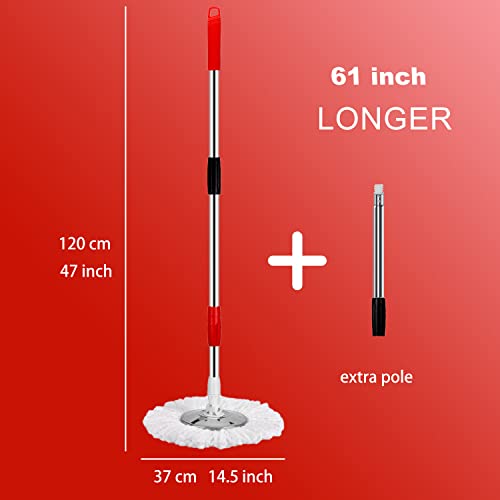 Mop and Bucket with Wringer Set Forart 360° Microfiber Spin Mop with Bucket and Three Mop Heads Self Wringing Spinning Mop Telescoping Handle Floor mop with Washing Bottle - color: Black-1