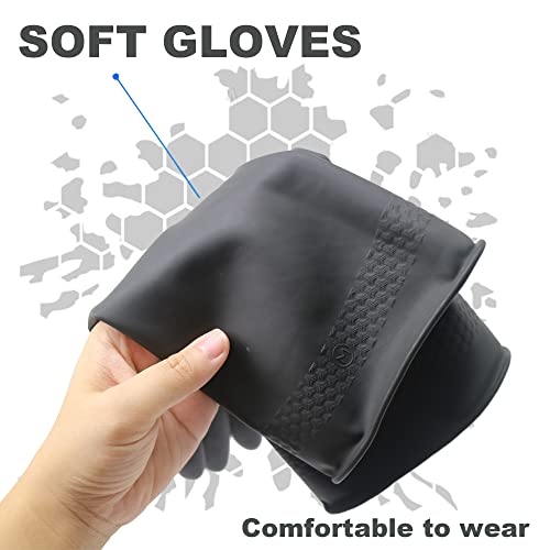 Chemical Resistant Latex Gloves,Cleaning Protective Safety Work Heavy Duty Rubber Gloves, S-M-L-XL Size, Black 1 Pair - color: L/12.6''