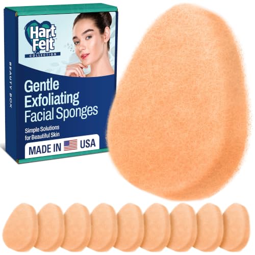 HartFelt [10 Pack] Gentle Exfoliating Facial Sponge for Face - Daily Cleansing Scrubber - Buf Dirt Away with Puf styled Reusable Face Pads for Removing Makeup, Dirt, and Dead Skin - color: Gentle - Peach, size: 1 Count (Pack of 10)