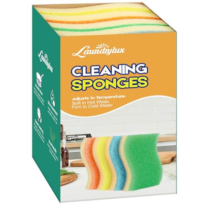 LAUNDRYLUX Scrub Sponge, 4 Pack Dual-Sided Temperature-Responsive Scrubber - Non-Scratch - Multipurpose Dish Sponges for Kitchens, Bathrooms, and Outdoor Use - S Shape - style: S Shape