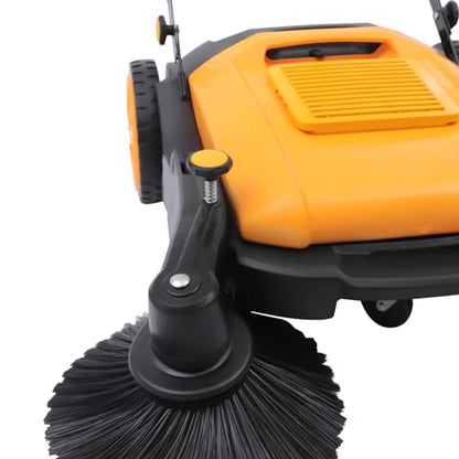 41.34 Inch Wide Outdoor Hand Push Floor Sweeper,55L/14.53 Gal Adjustable Handle Nylon Brush Push Power Sweeper,Easy to Push Floor Sweepers,Push Lawn Sweepers with 5 Gears