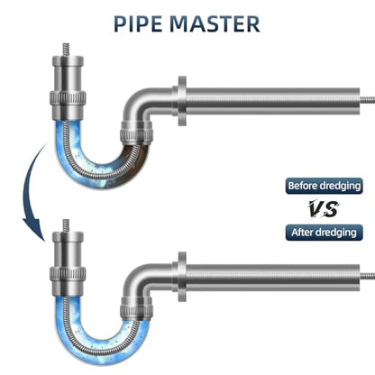 Drain Snake, Drain Auger with Drill Attachment, 32.8 Feet By 6MM Plumbing Snake Auto Feed Flexible Hair Drain Clog Remover for Kitchen, Bathrom and Shower Sink