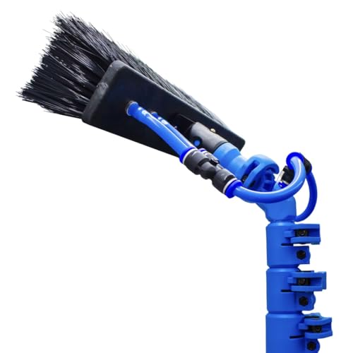 Aquaspray Venom 40FT Premium 24T Carbon Fiber Water Fed Pole Kit for Window & Solar Panel Cleaning, Anti-Spin Clamps, 10 inch Dual-Trim Brush, 55FT Hose, 3/4 in Quick Connect