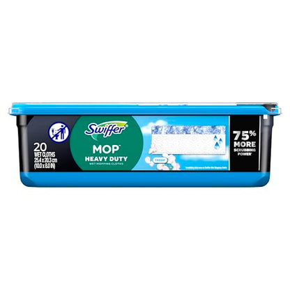 Swiffer Heavy Duty Mop Wet Multi-Surface Cloth Refills for Floor Mopping and Cleaning, Outdoor Window Fresh Scent, 20 count