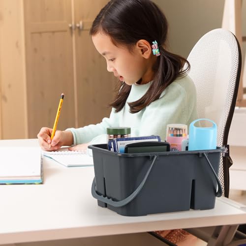 Plastic Cleaning Tool Caddy, Storage Caddy with Handle, Deep Grey