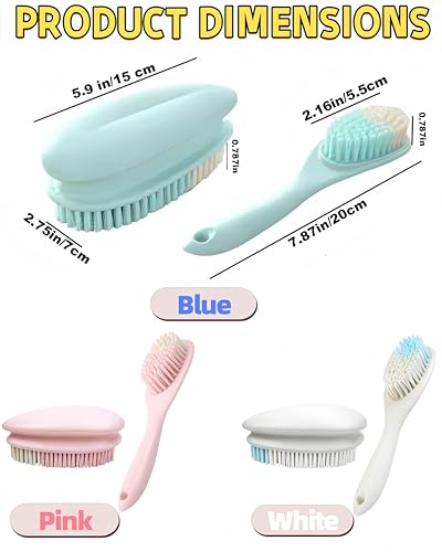 2 Pack Soft Bristle Cleaning Scrub Brush Laundry Brush Scrubber Brush for Clothes, Carpet and Fabric Stain Removal, Scrubbing Brush with Ergonomic Handle (Pink) - color: Pink