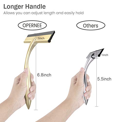 Shower Squeegee with Self Adhesive Hook, 14 Inches Stainless Steel Squeegee Cleaner, All-Purpose Window Scraper for Bathroom Doors, Mirror, Windows and Car Glass, Light Gold