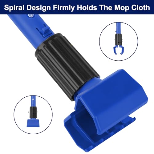 KeFanta Commercial Mop Handle Heavy Duty, 57.5" Long Metal Industrial Mop Stick with Jaw Clamp,Wet Gripper Mops Head Replacement Holder for Floor Cleaning(Blue)