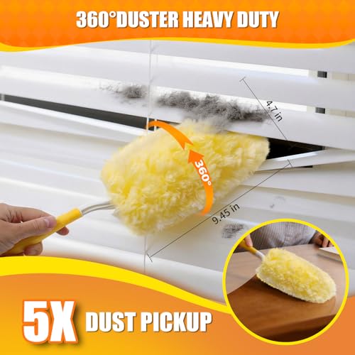 30 Count 360° Heavy Duty Duster Refills, Compatible with Swiffer Duster, Includes 1 Short Handle & 1 3 ft Extendable Handle, 4X Microfiber Cleaning Dusters, Disposable Unscented - style: 30 Refills + 2 Handle
