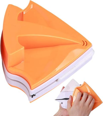 Double Sided Magnetic Window Cleaner Effortless Glass Cleaning for Home and Car Triangular Magnetic Squeegee with T-Shape Handle Windshield Wiper,Glass Washer Washing Equipment