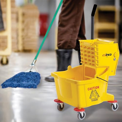 Winco Commercial Mop Bucket on Wheels, 26 Quart, Yellow - color: Yellow, size: 26 Quart