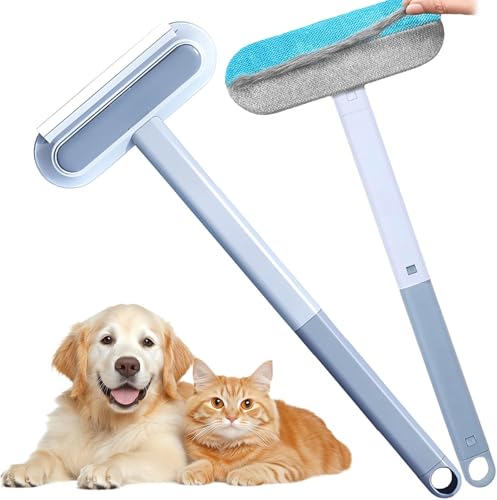No Kneeling Pet Hair Remover – 4-in-1 Reusable Tool for Dog & Cat Hair, Extra Long Handle (23.4") for Under Furniture, High Windows & Hard-to-Reach Areas – Back-Saver, 1-Pack - size: Extra Long Handle