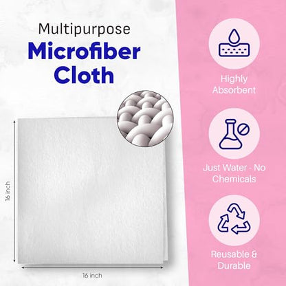 Zezo-Fiber Microfiber Cleaning Cloth - Highly Absorbent Premium Towels for Cars, Kitchen, Glass, and Automotive Surfaces Soft Lint-Free Reusable Multipurpose Cleaning Rags,11 Pack