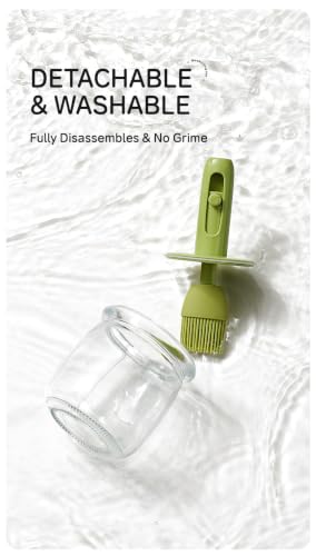2-in-1 Glass Olive Oil Dispenser with Retractable Silicone Brush – Leakproof Oil Bottle for Cooking, Grilling, Baking & Kitchen Use (White/Green/Yellow) (GREEN) - color: GREEN