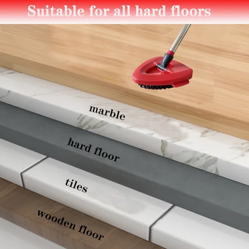 Spin Mop Replacement Handle and Mop Base Replacements for OCeda EasyWring 1-Tank Spin Mop System,4-Section Iron Mop Handle 30-58in and 1 Mop Base and 1 Scrub Brush Cover Set Combo, Red - color: Red, size: Handle + 1 Scrub Brush + 1 Base