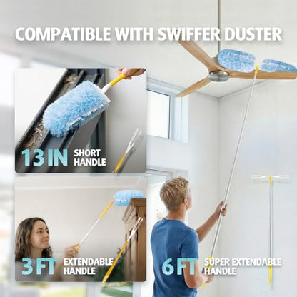 Duster Refill for Swiffer Duster, 30 Count Heavy Duty 2 Side 360° Duster Refills with 1 Handle, 4X Microfibers, Disposable Multi Surface Dusters for Cleaning - color: 30 Refills + 1 Handle