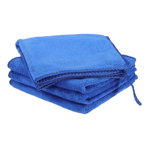HARFINGTON 4 Pack Microfiber Cleaning Cloth, 10" x 10" Multi-Functional Cleaning Towels Reusable Absorbent Rags with Hook for Car Wash Kitchen Household Window Clean, Sapphire Blue - color: Sapphire Blue, size: 10" x 10"