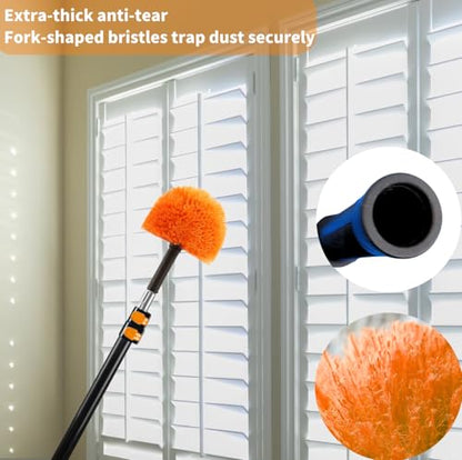 3 Pack Screw on Webster Cobweb Duster Head for Pole,Spider Web Remover Brush, Cobweb Duster Head Attachment,Fits Standard 3/4 inch Threaded Poles (3, Orange) - color: Orange