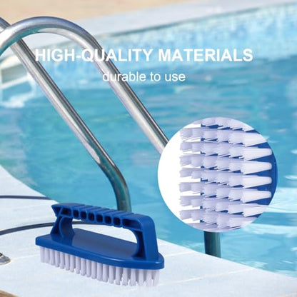 SEWACC Heavy Duty Handheld Scrub Brush for Pool Bathroom Kitchen with Non-Slip Handle Stiff Bristles for Cleaning Tiles Corners Floors and Grime Removal