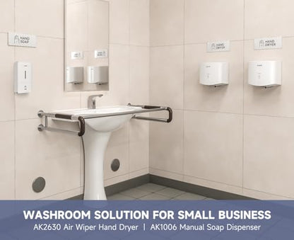 AIKE Wall Mount Liquid Soap Dispenser for Commercial Bathroom 27oz Large Capacity Manual Push Pump Original White - color: White