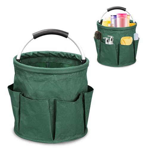 Cleaning Caddy for Cleaning Supplies, 17L Cleaning Supply Caddy with Handle Foldable Cleaning Supplies Organizer Bucket Tool Bag Organizer Cleaning Products Organizers for Home, Garden (Dark Green) - color: Dark Green