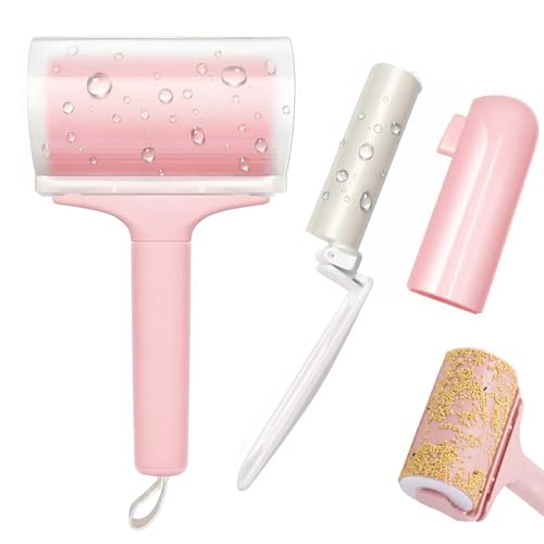 Reusable Lint Roller 2 Pack, Washable Sticky Lint Roller with Cover for Pet Hair, Portable Travel Lint Remover for Clothes, Purse, Furniture, Car, Large Mini Lint Brush for Home and Travel (Pink) - color: Pink