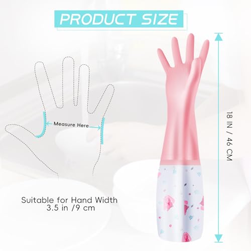 XJMWXHFC 3Pcs Reusable Dishwashing Gloves, Waterproof Long Cuff Non-Slip Household Gloves With Cotton Lined For Laundry, Cleaning, Working, Gardening