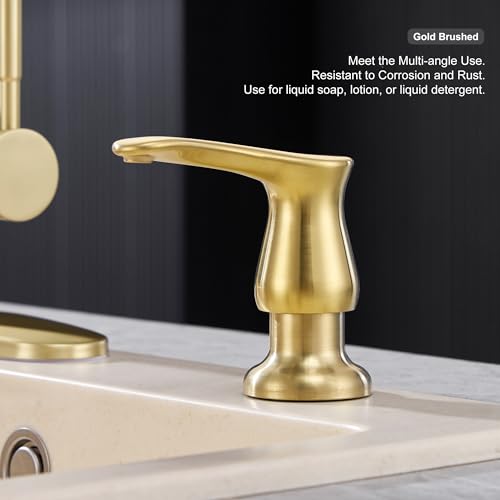 GAGALIFE Kitchen Sink Soap Dispenser Gold, Built in Soap Dispenser with 17 OZ Bottle, Refill from The Top, Liquid Dispenser for Kitchen Sink - color: Gold, size: with Bottle