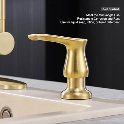 GAGALIFE Kitchen Sink Soap Dispenser Gold, Built in Soap Dispenser with 17 OZ Bottle, Refill from The Top, Liquid Dispenser for Kitchen Sink - color: Gold, size: with Bottle