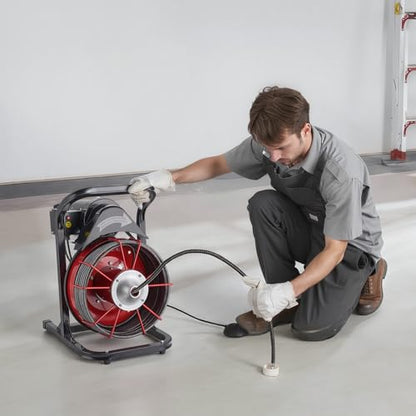 VEVOR Drain Cleaner Machine 75 FT x 1/2 Inch, Sewer Snake Auger Manual Feed with 4 Cutters & Air-activated Foot Switch for 2" to 6" Pipes - style: 75 FT x 1/2''