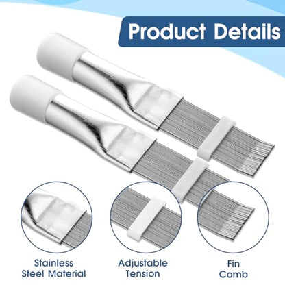 cobee 2 Pcs Air Conditioner Fin Comb, AC Fin Comb Straightener Cleaner Coil Brush, Adiator Fin Cleaning Refrigerator Tool, Evaporator Radiator Repair Clean Tool