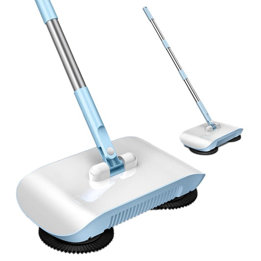 2 in 1 Vacuum Broom Floor Sweeper Carpet Sweeper Hand Push Vacuum Cleaner 2 in 1 Vacuum Cleaner Manual Vacuum Sweeper (with One Cloth) - color: Pink