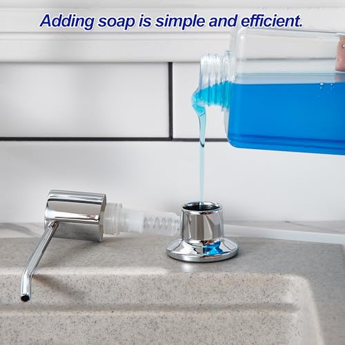 Soap Dispenser for Kitchen Sink Chrome, Sink Soap Dispenser Stainless Steel Refill from The Top Built in Sink Soap Dispenser with 17 OZ Soap Bottle - color: Chrome