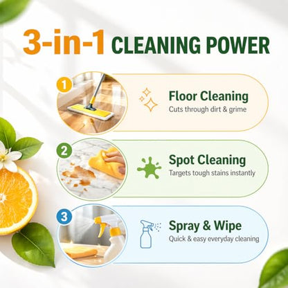 orange peel Multi Purpose Cleaner & Deodorant - Floor Cleaner (Made in USA) | Tile, Stone, Laminate, Vinyl & Natural Wood Floor Cleaner for Mopping, Cleaner Refill for Commercial Use, 1 Gal.