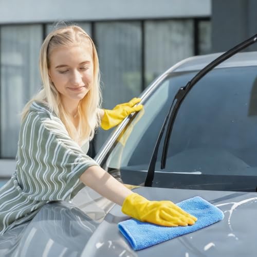 4 Pcs Extra Large Microfiber Cleaning Cloth 30 x 20 Inch Reusable Thick Cleaning Towel Washable Solid Color Microfiber Towel for Home Office Window Cars Glass (Blue) - color: Blue