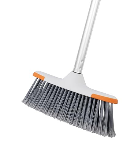Superio Lightweight Essential Household Broom with Metal 3-Part Handle Indoor and Outdoor Use - color: Gray, size: 1-Pack