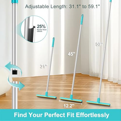 Carpet Rake for Pet Hair Removal (3 Pack), Dog Cat Fur Remover Rubber Broom, Lint Shaver Cleaner Tools Pro, Long Handle Carpet Scraper Brush for Carpet, Rug, Car Mat, Couch, Pet Bed, Furniture
