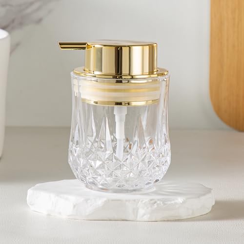 Glass Soap Dispenser,Bathroom Hand Liquid Soap Dispensers,Refillable Dish Soap Dispenser for Gold Pump,Lotion Dispenser for Bathroom,Kitchen (Clear/Gold Liquid Pump) - color: Gold Pump-liquid