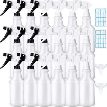 Yinder 18 Pcs 16 Oz Plastic Spray Bottle Bulk Empty Refillable Spray Bottles for Cleaning Solution Leak Proof Water Sprayer with Adjustable Nozzle Mist/Stream Mode(Black,White) - color: Black,White