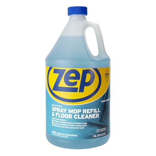 Zep Spray Mop Refill and Floor Cleaner - 1 Gallon (Case of 4) ZUMSF128 - Professional Grade Versatile Multi Surface Fresh Scent Floor Cleaner and Deodorizer