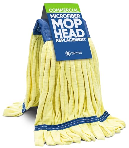 Commercial Mop Head Replacement – 1 Pack Large Yellow Microfiber Tube Mop (18 oz.) | Industrial Wet Mops | Washable Refill, Reusable, Heavy Duty, Looped End Mopheads | Hardwood, Concrete - color: Yellow