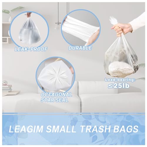 Small Trash Bags 4 Gallon - 108 Count Leakage-Proof 4 Gallon Trash Bag, Small Garbage Bags for Office Bedroom Bathroom Mini Trash Bags, Unscented White 15L Small Trash Can Liners - style: 4 Gallon